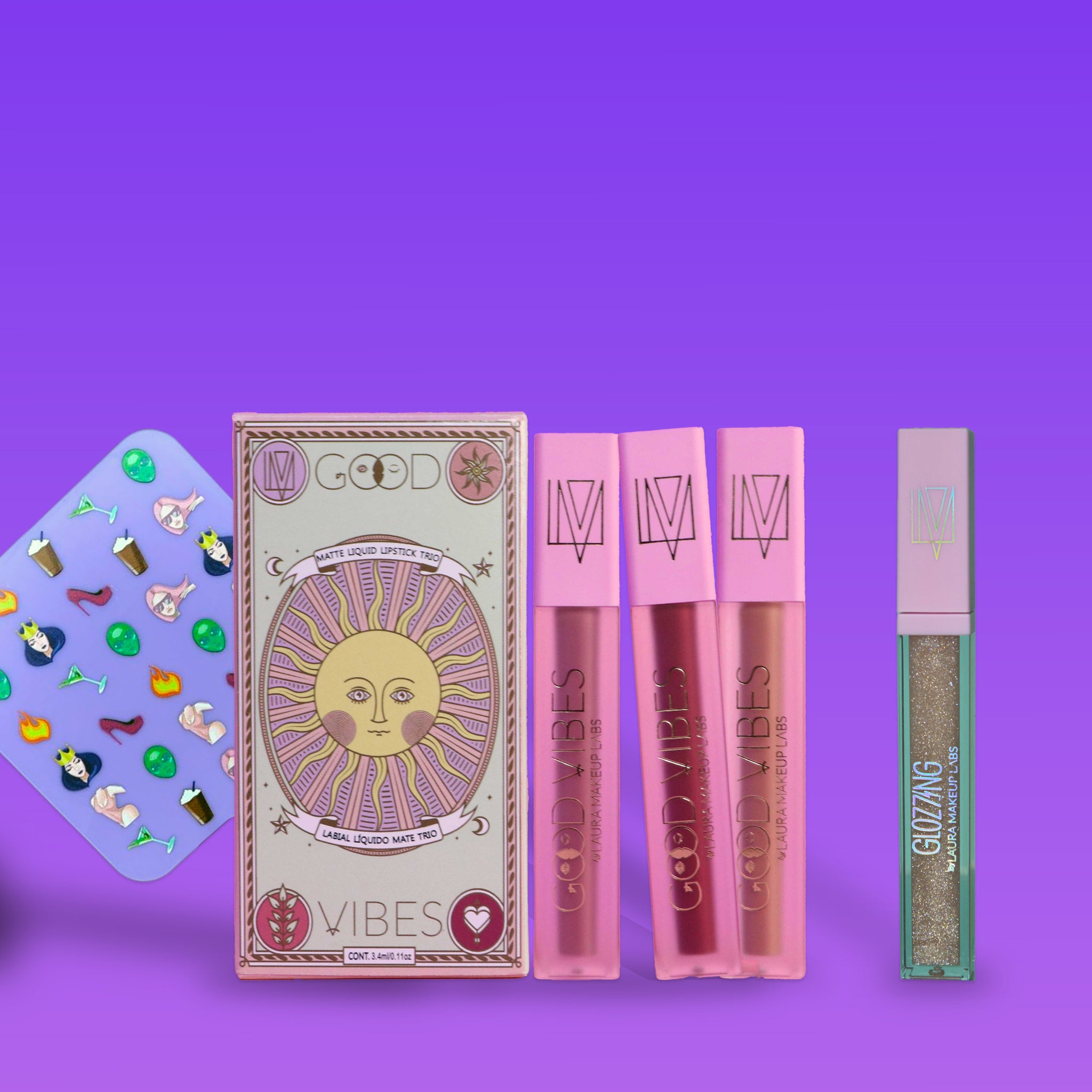 Kit: Labiales Good Vibes + Gloss + Espejo